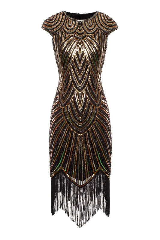 Gold Gatsby Glitter Fringe 1920s Dress Tunics Denim casual