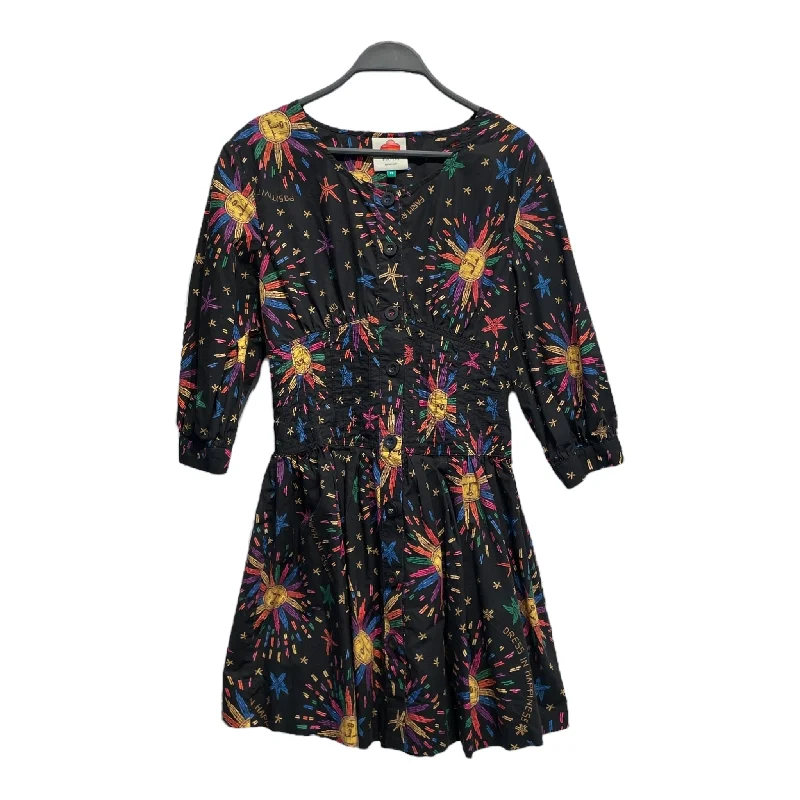 FARM Rio/SS Dress/XS/All Over Print/Cotton/BLK/