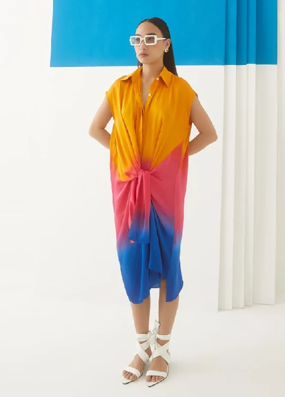 Sunset Tie Dye Knot Dress