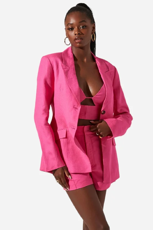 ASTR The Label Ayra Front Button Blazer in Pink