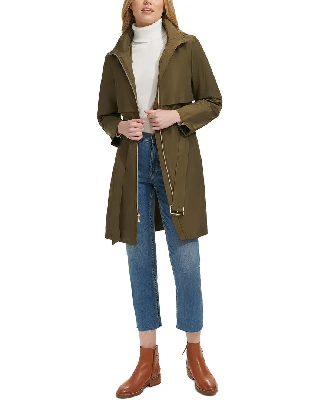 Cole Haan Packable Belted Trench Coat Tailored Straight A-Line