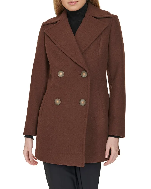 Cole Haan Fine Wool-Blend Twill Peacoat Wool Cashmere Tweed