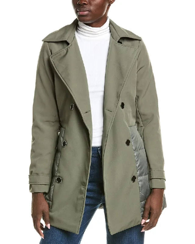 Nicole Miller Soft Shell Trench Coat Hooded Caped Scarf