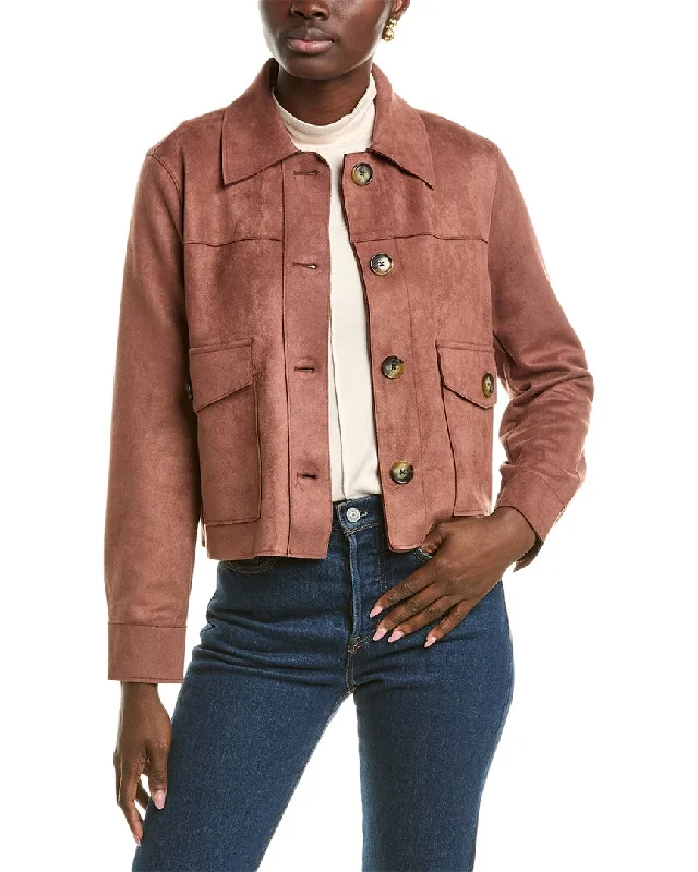 T Tahari Short Collared Jacket Bomber Jacket Denim Jacket Leather Jacket