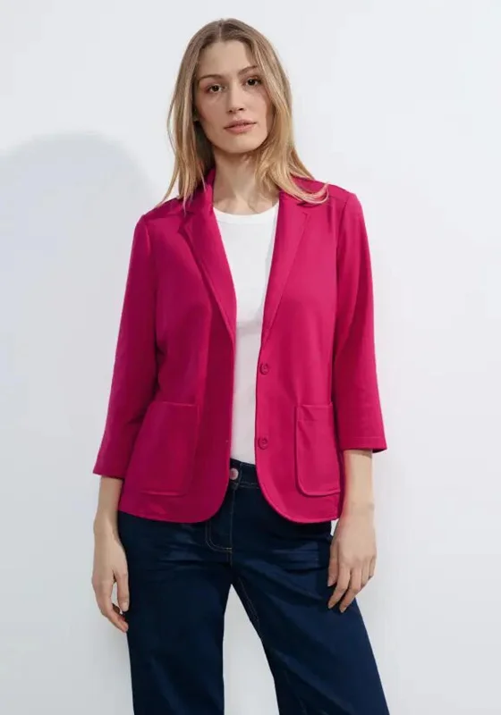 Cecil Basic Plain Blazer, Pink Sorbet Front Pockets Side Pockets Patch Pockets