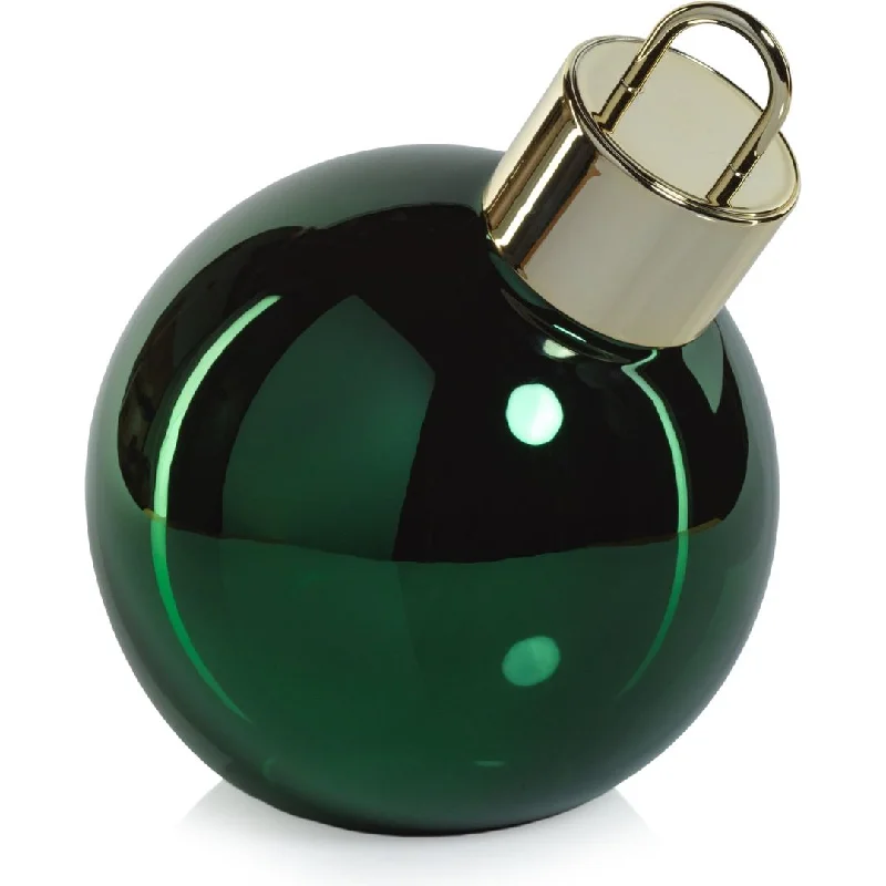 LED Oversized Green Glass Ball Ornament Knit Woven Fleece