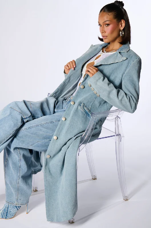 DIVINE TIMING DENIM TRENCH Oversized Jacket Tailored Jacket Straight Jacket