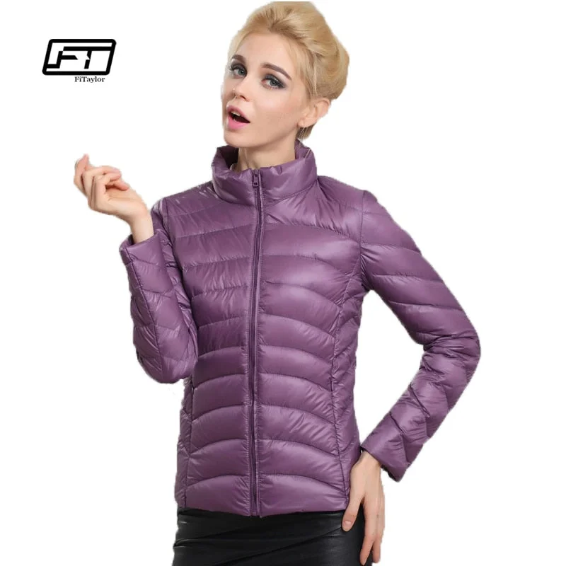 Fitaylor Spring Autumn Women Short Design Jackets Slim Casual Ultra Thin Coat Duck Down 90% Jacket Inverno Jaqueta Feminina