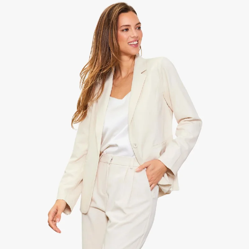 Single Button Blazer (Beige)