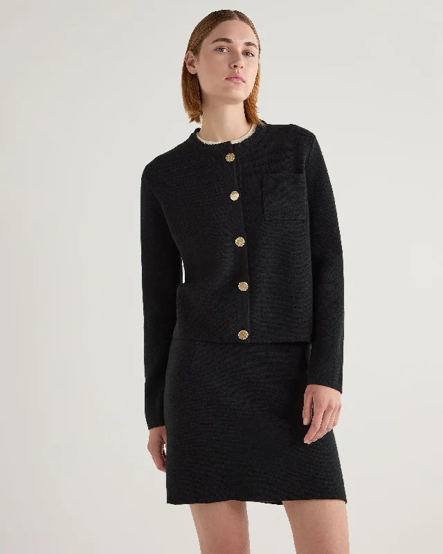 Women's Ruffle Collar Cashmere Jacket Black Satin Fabric Silk Fabric Chiffon Fabric Women's Ruffle Collar Cashmere Jacket Black Satin Fabric Silk Fabric Chiffon Fabric