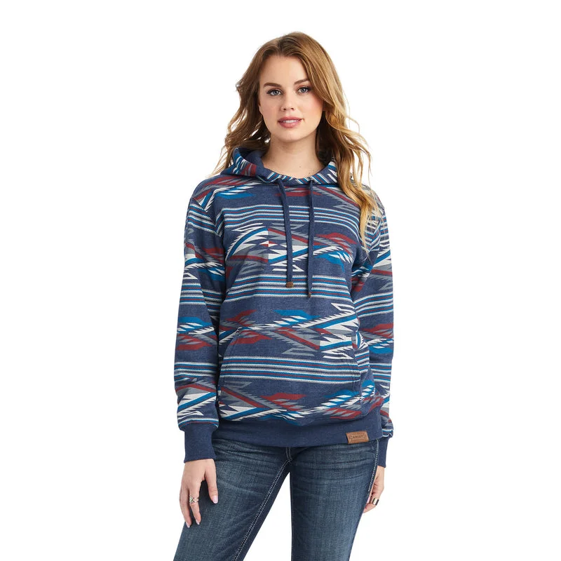 Ariat Women's All Over Print Chimayo Hood, New Mexico Navy Print Hoodie with High-Low Hem Asymmetrical Trendy Ariat Women's All Over Print Chimayo Hood, New Mexico Navy Print Hoodie with High-Low Hem Asymmetrical Trendy