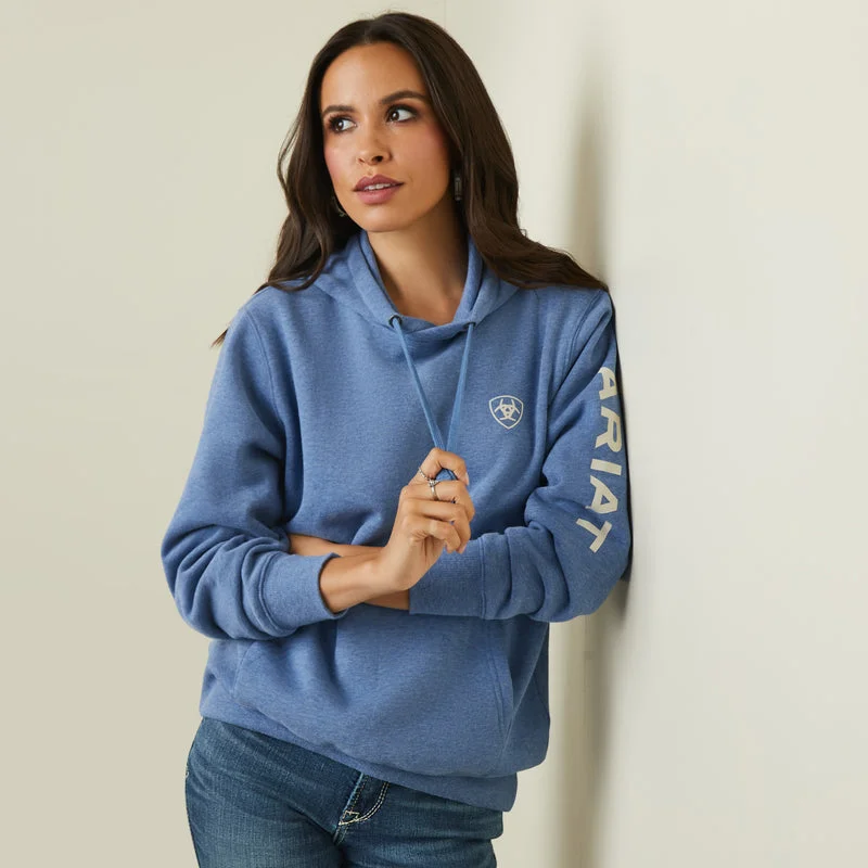 Ariat Women's Ariat Logo Hoodie, Blue Heather Hoodie with Typography Text Message