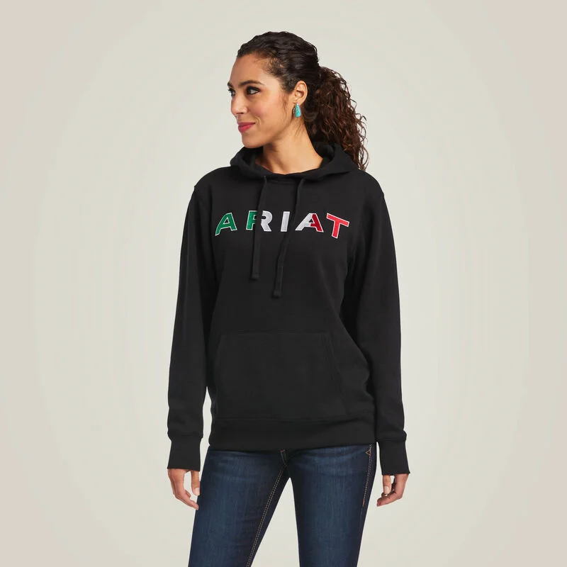 Ariat Women's Mexico Hoodie, Black Hoodie with Monochrome Minimalist Simple