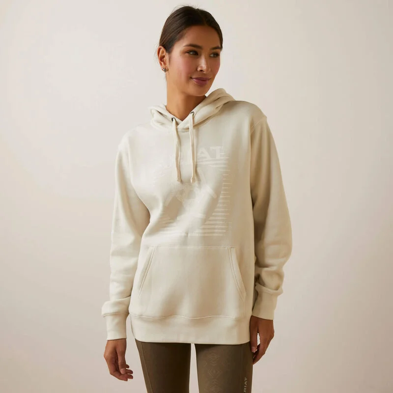 Ariat Women's REAL Fading Lines Hoodie, White Onyx Hoodie with Logo Branding Identity