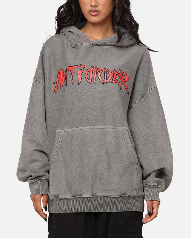 The Anti Order Pseudo Premium Hoodie Washed Charcoal Hoodie with Slim Fit Tailored Modern
