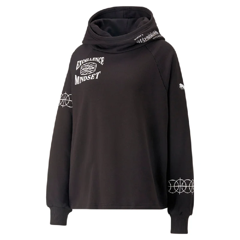 Tip Off Graphic Pullover Hoodie Hoodie with Raw Hem Edgy Unfinished