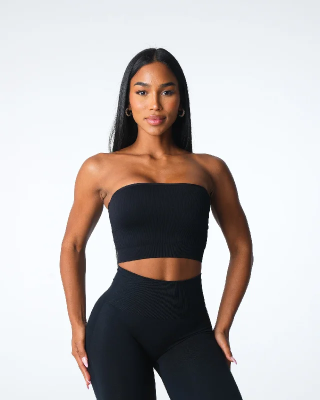 Black Conquer Ribbed Seamless Bra