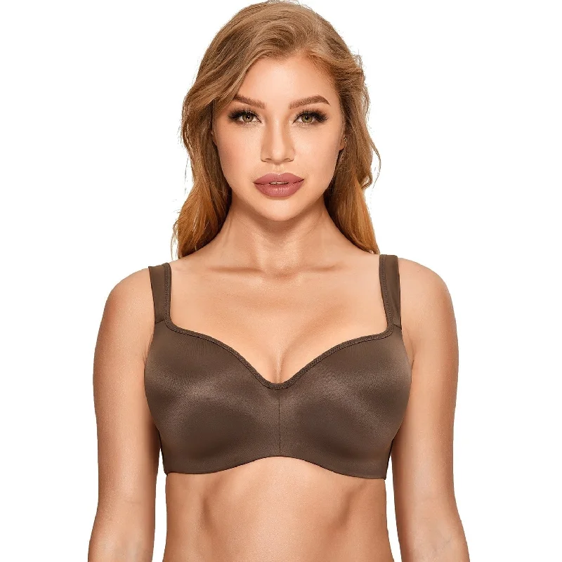 Chocolate Seamless Full-Coverage Underwire Support Brassiere for Women