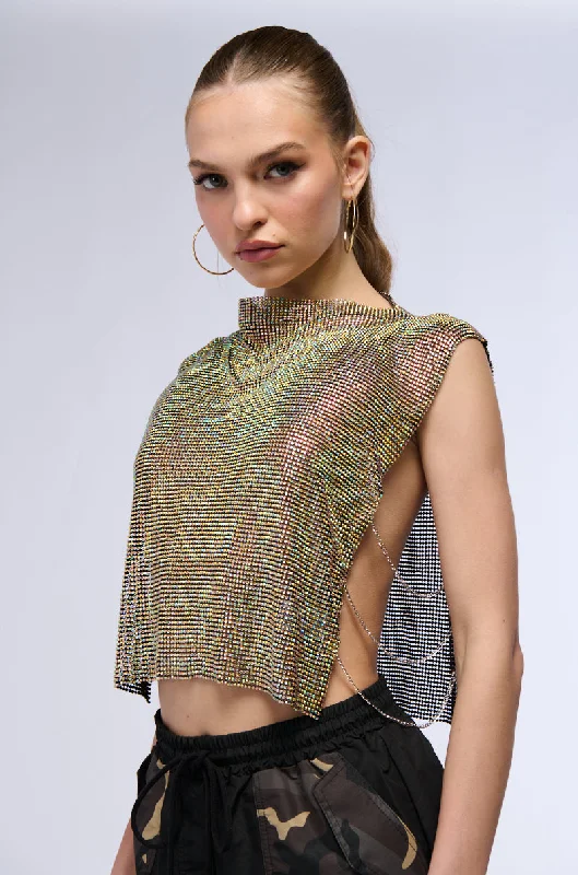 PARAGON RHINESTONE CHAIN MAIL TOP