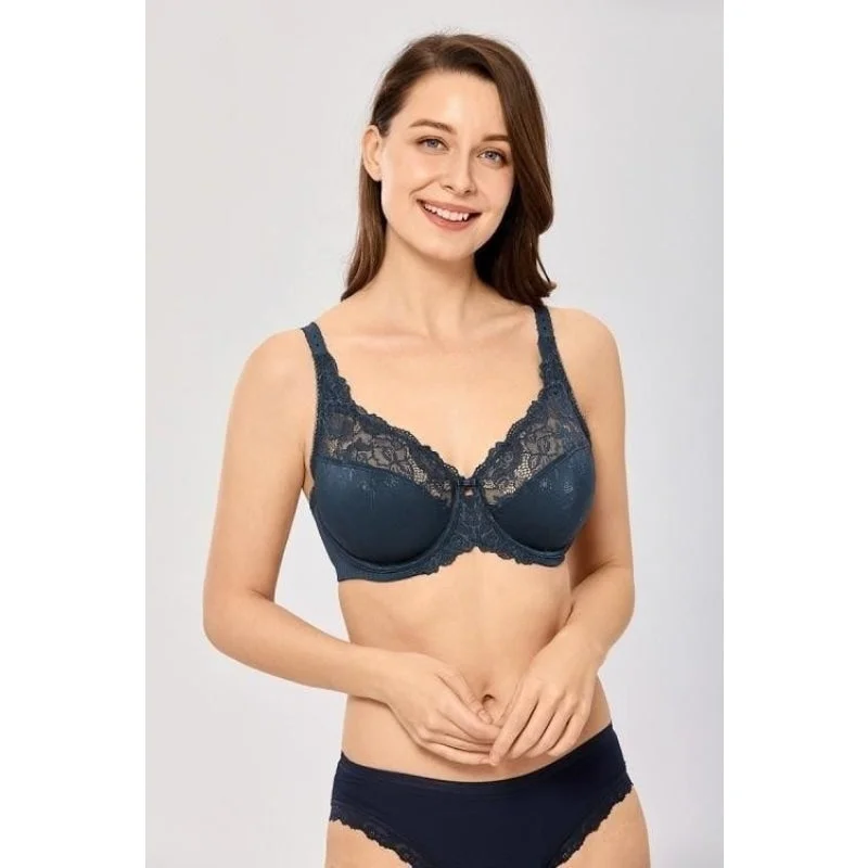 Women's Floral Lace Full Figure Non Padded Minimizer Underwire Bra