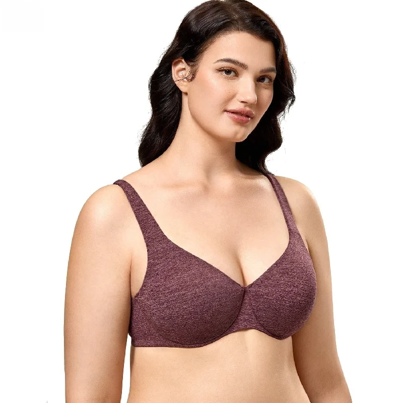 Women's Maroon Plus Size Seamless Full Coverage Unlined Cup Smooth Bra