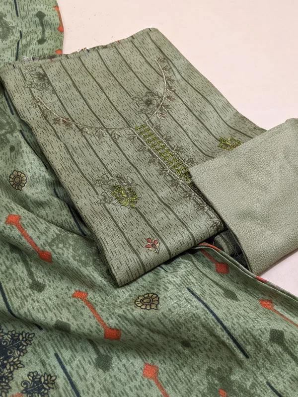3Pcs Unstitched Digital Printed Lawn Suit For Women D-76 WU34 Women's Plaid Suit