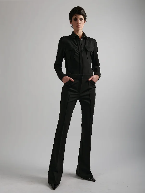 Combinaison pantalon en jersey milano noire Trendy Wide-Leg Pants