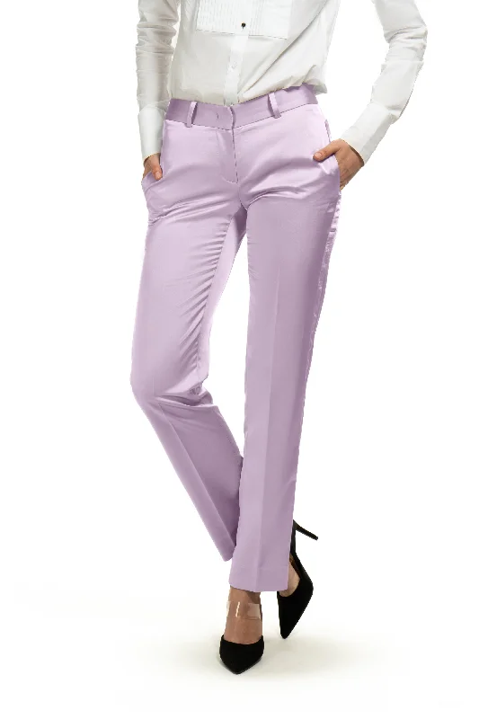 Lavender Satin Slim Fit Tuxedo Pants w/ Satin Back Pocket Women's Boutique Suit