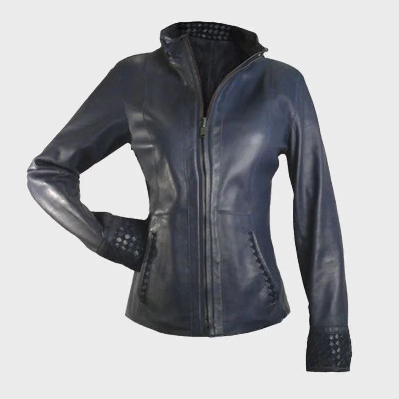 Women Reversible Leather Blazer Linen Women's Suit