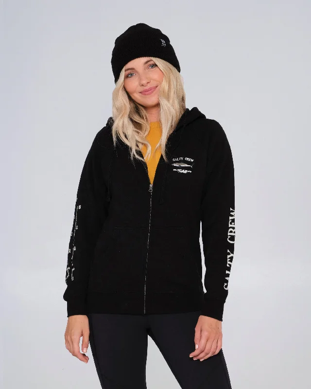 Bruce Zip Hood - Black Stretchy Wool Pullover