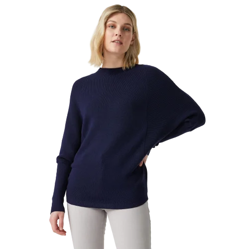 Olinda Crew Neck Jumper - Navy Basic V-Neck Sweater